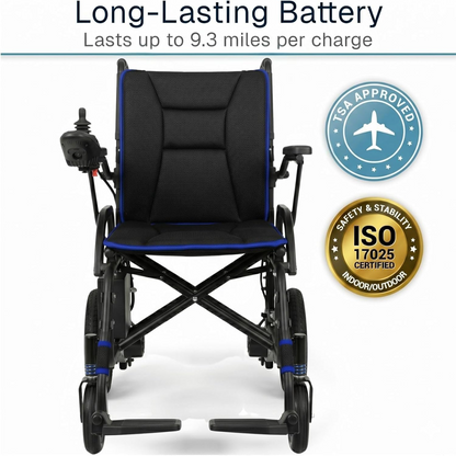 Lightweight Electric Wheelchair for Adults - Foldable Power Wheel Chair - Collapsible, Folding, Ultralight, Motorized, Light Weight Travel Senior Carbon Fiber Mobility Aid - Weighs 39 Lbs