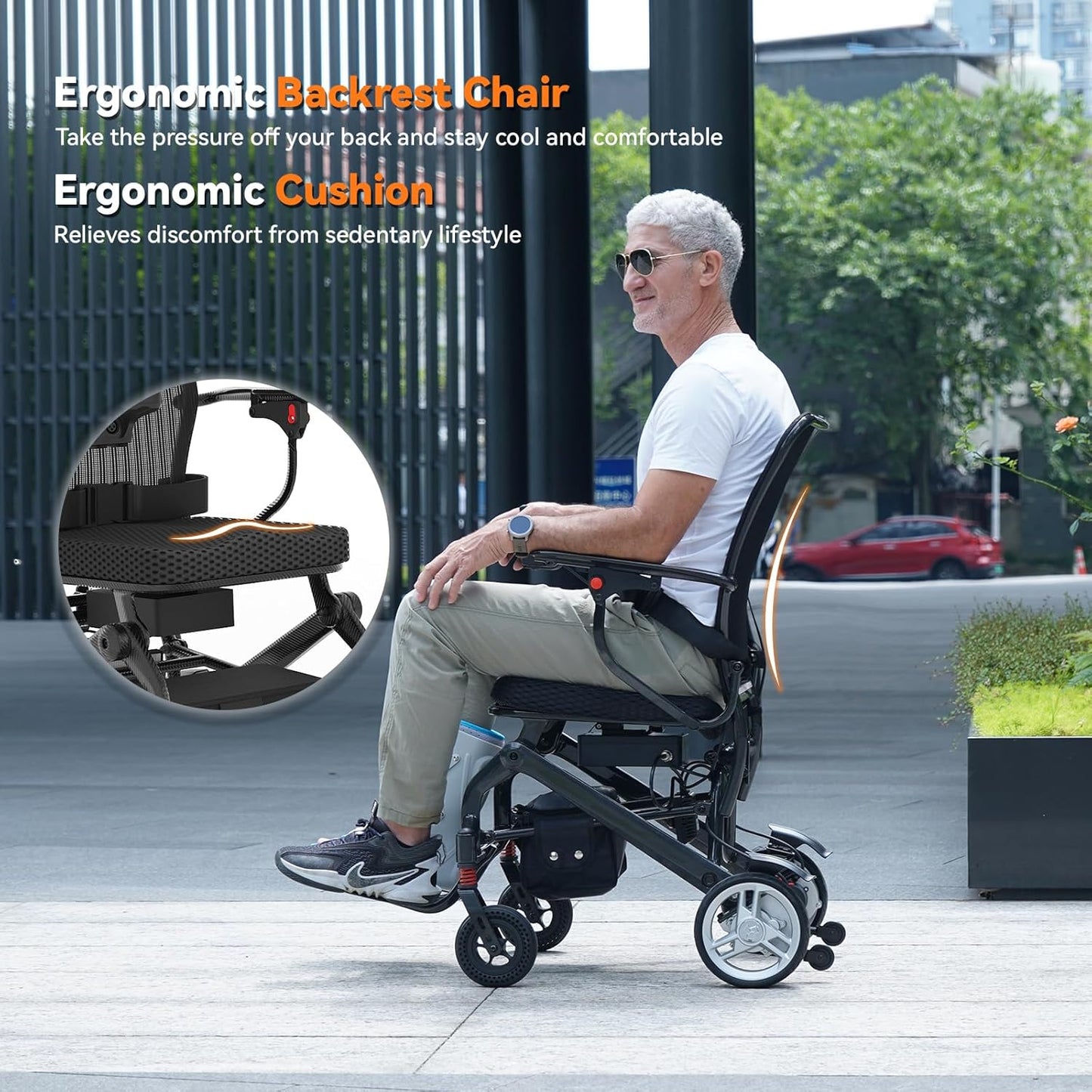 30Lbs Carbon Fiber Electric Wheelchair for Adults, 15 Miles Ultra Lightweight Foldable Motorized Wheelchair,Intelligent Travel Power Wheelchair, Portable Airline Approved,Black